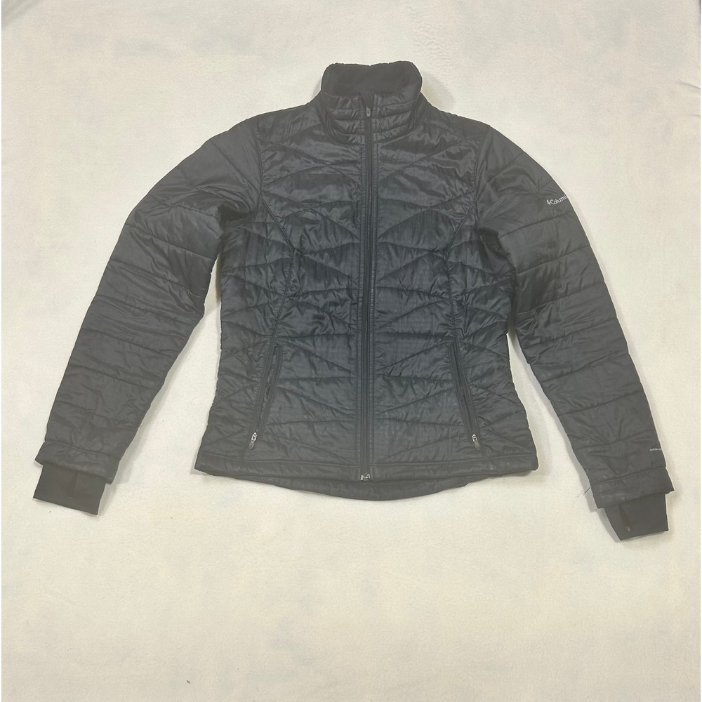 Columbia Omni-Heat Puffer Jacket Womens Small Black Quilted Insulated Full Zip‎